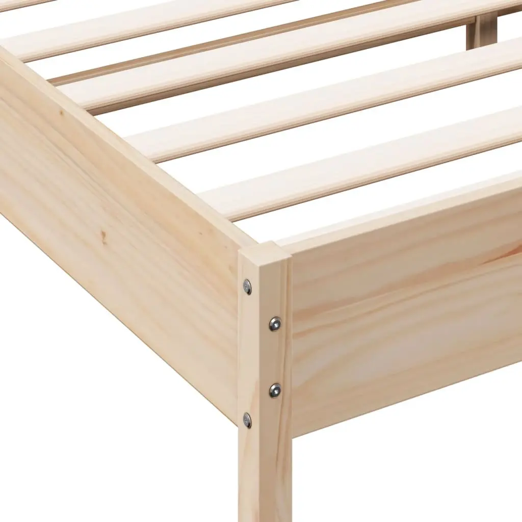 Brown Bed Frame 150x200 cm Solid Pine Wood Sturdy Slatted Base