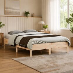 Brown Bed Frame 135x190 cm with Supportive Base