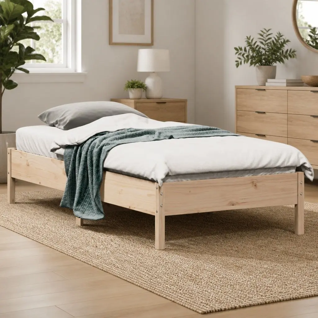 Bed Frame Brown 90x190 cm Solid Pine Wood Slats Bedroom Furniture