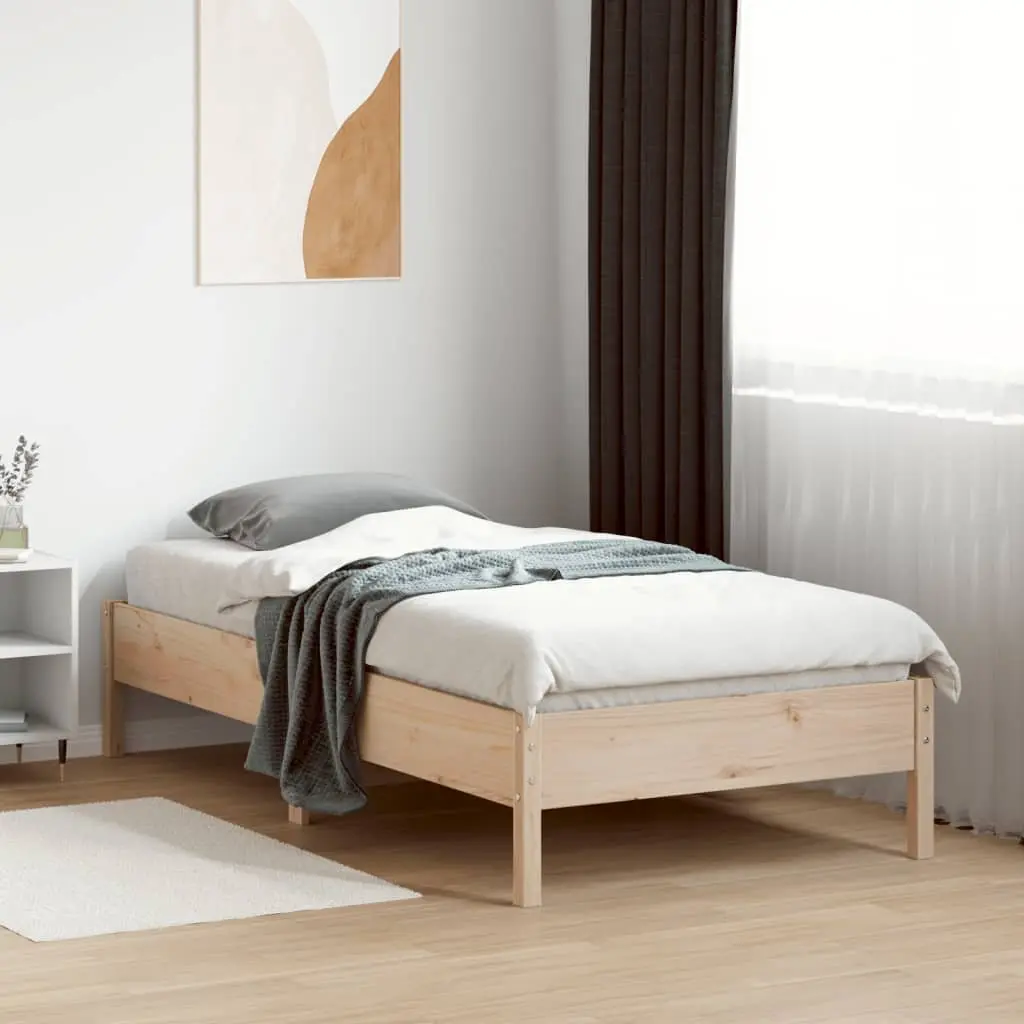 Bed Frame Brown 90x190 cm Solid Pine Wood Slats Bedroom Furniture