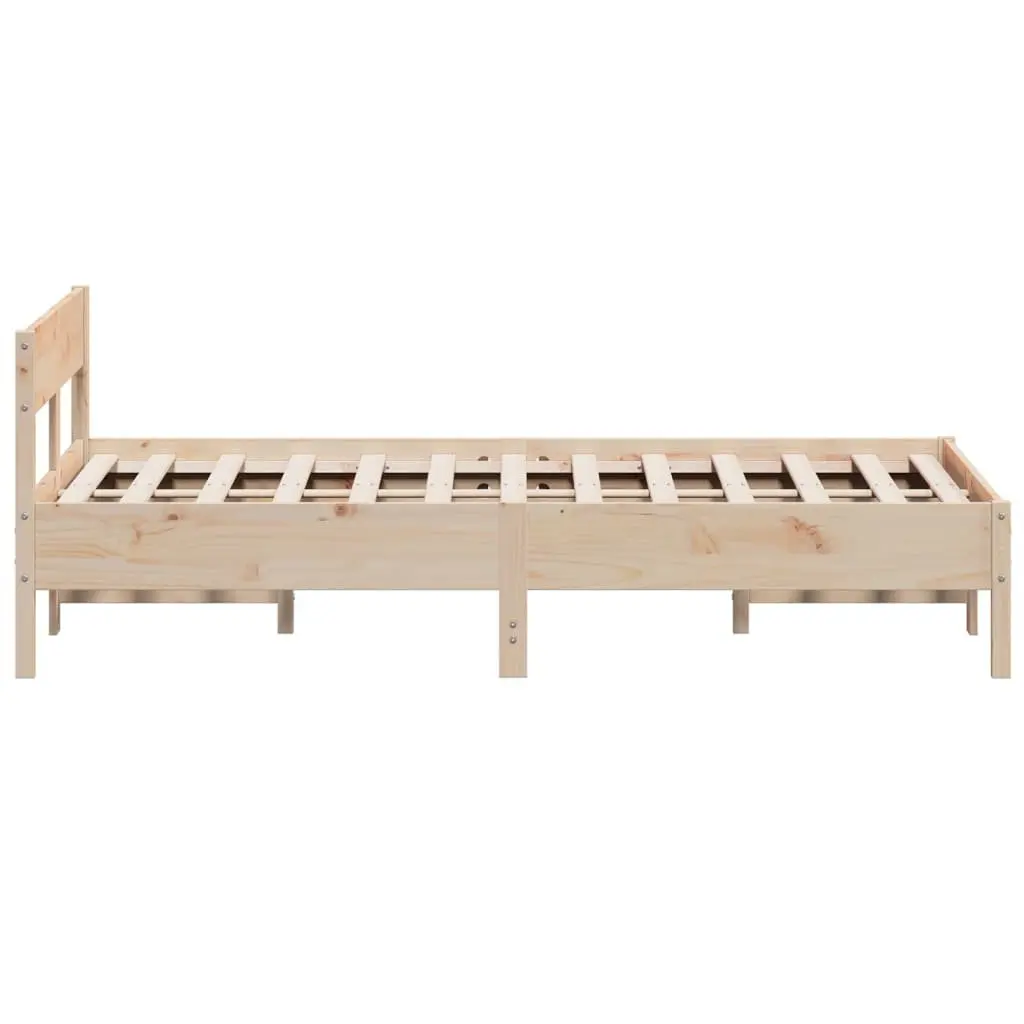 Bed Frame 150x200 cm Solid Wood Pine Slatted Base Bedroom Furniture Brown