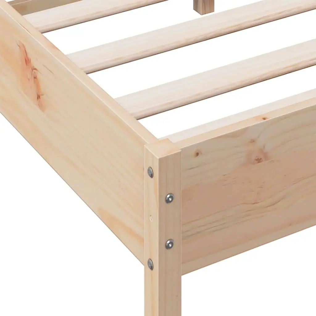 Bed Frame 150x200 cm Solid Wood Pine Slatted Base Bedroom Furniture Brown