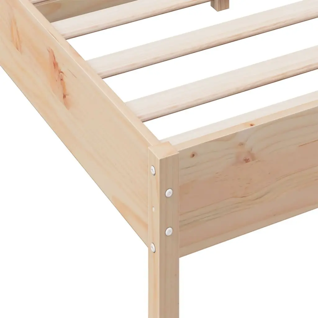 Bed Frame 135x190 cm Solid Pine Wood Slatted Base Bedroom Furniture Brown