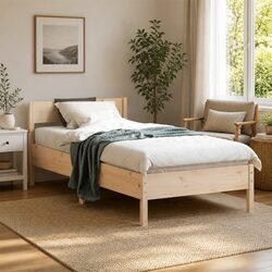 Brown Solid Pine Bed Frame 90x190 cm