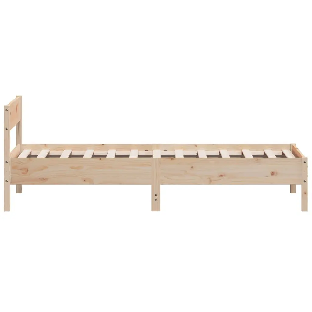 Solid Wood Bed Frame Brown 90x190 cm Slatted Base Headboard