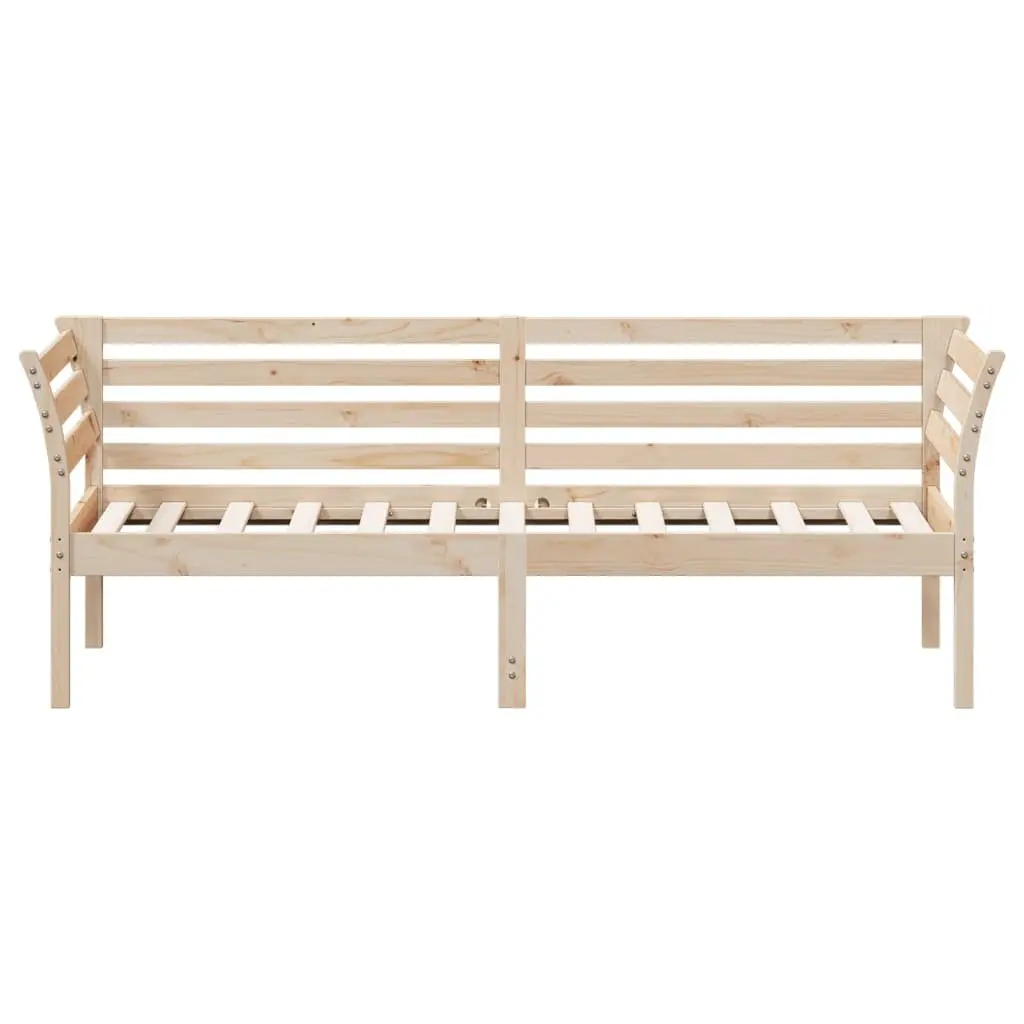 Day Bed Frame Brown 90x190 cm Solid Pine Wood with Safety Guardrails