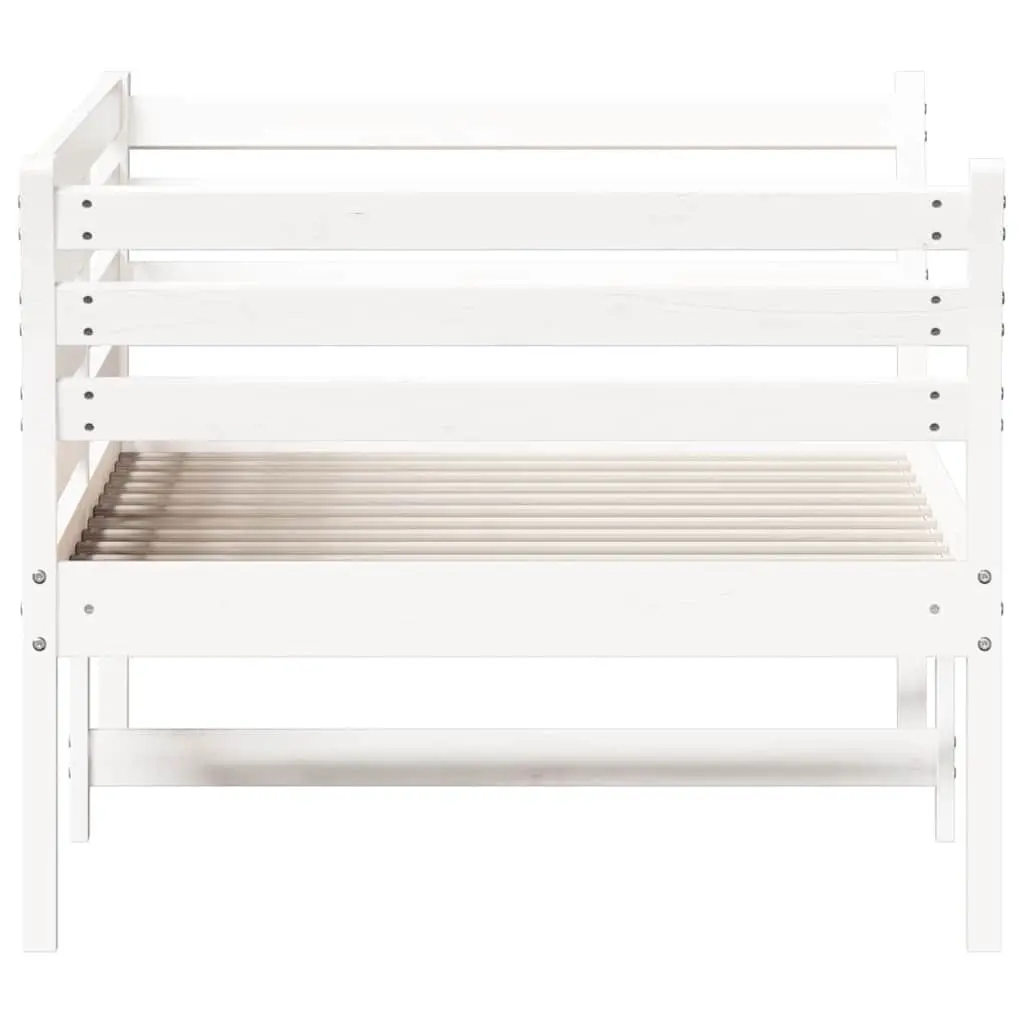 Solid Pine Wood Day Bed White 90x190 cm Sofa Bed with Slatted Base and Guardrails