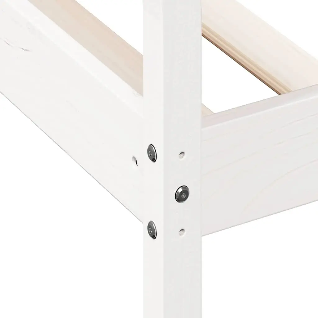 Solid Pine Wood Day Bed White 90x190 cm Sofa Bed with Slatted Base and Guardrails