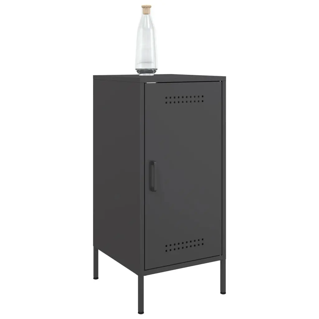 Industrial Style Storage Cabinets Black Set of 2 Sturdy Cold Rolled Steel 36Wx39Dx79H cm Adjustable Feet for Living Room or Bedroom