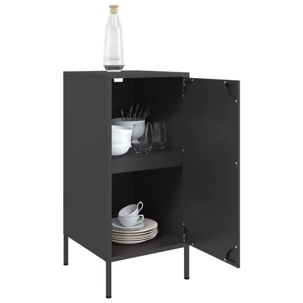 Industrial Style Storage Cabinets Black Set of 2 Sturdy Cold Rolled Steel 36Wx39Dx79H cm Adjustable Feet for Living Room or Bedroom