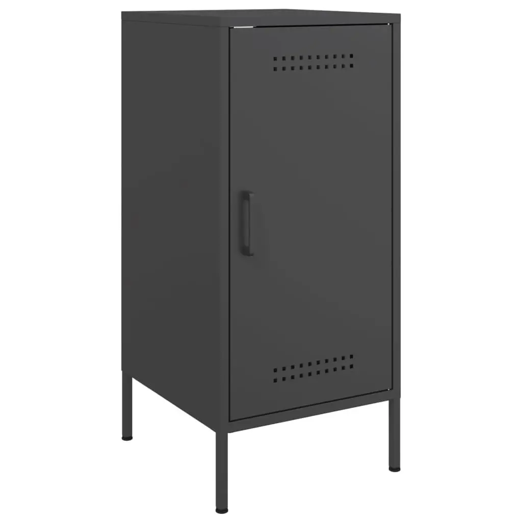 Industrial Style Storage Cabinets Black Set of 2 Sturdy Cold Rolled Steel 36Wx39Dx79H cm Adjustable Feet for Living Room or Bedroom
