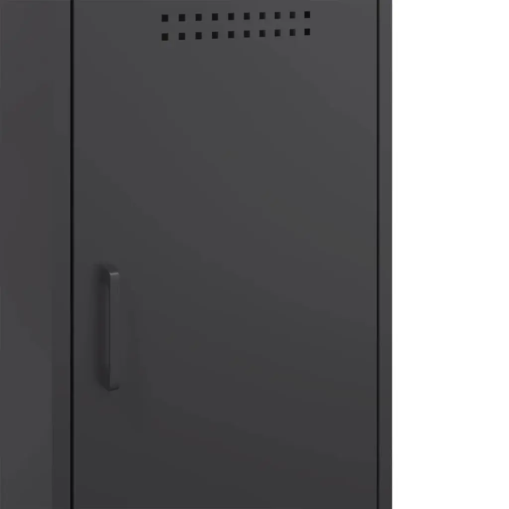 Industrial Style Storage Cabinets Black Set of 2 Sturdy Cold Rolled Steel 36Wx39Dx79H cm Adjustable Feet for Living Room or Bedroom