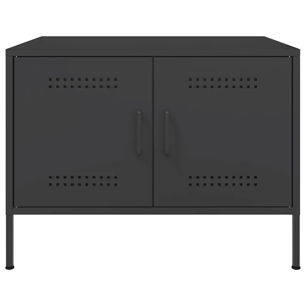 Industrial Coffee Table Black Cold-Rolled Steel Frame Storage Compartment 68W x 50D x 50.5H cm