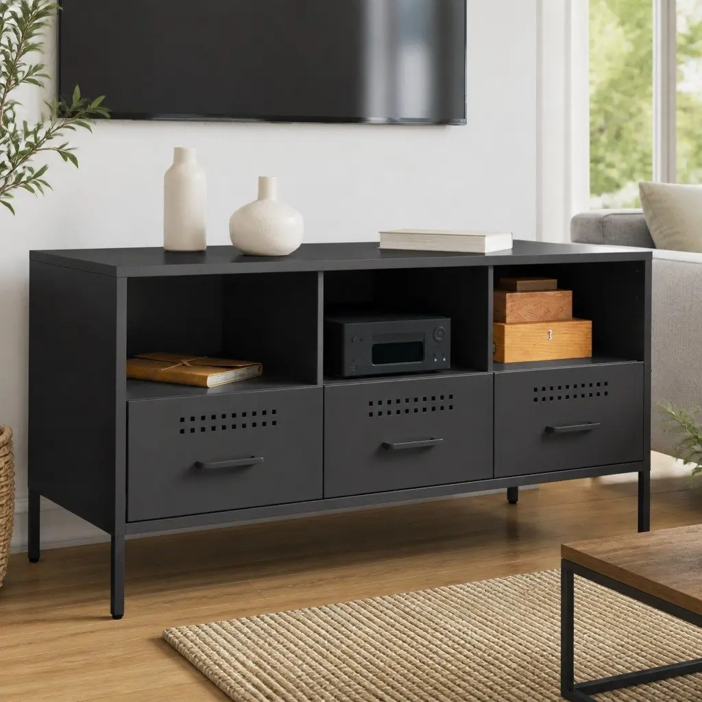 Industrial TV Cabinet with Storage Space