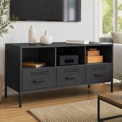 Compact Industrial TV Cabinet with Storage Space