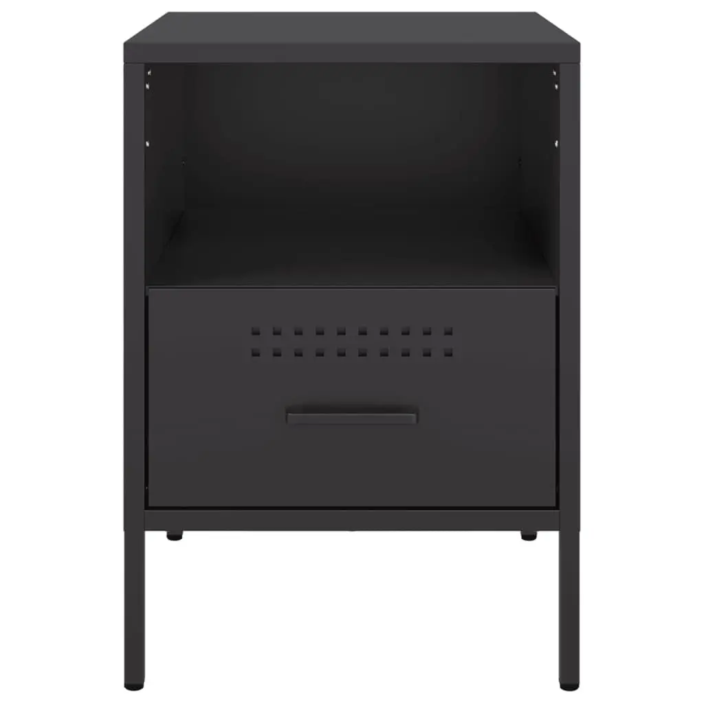 Bedside Cabinets Black 36x39x50.5cm Industrial Steel Storage Side Tables 2 Piece