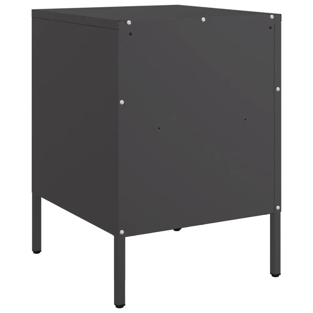 Bedside Cabinets Black 36x39x50.5cm Industrial Steel Storage Side Tables 2 Piece