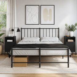 Simple and Functional Black Bedside Cabinets - 2 pcs