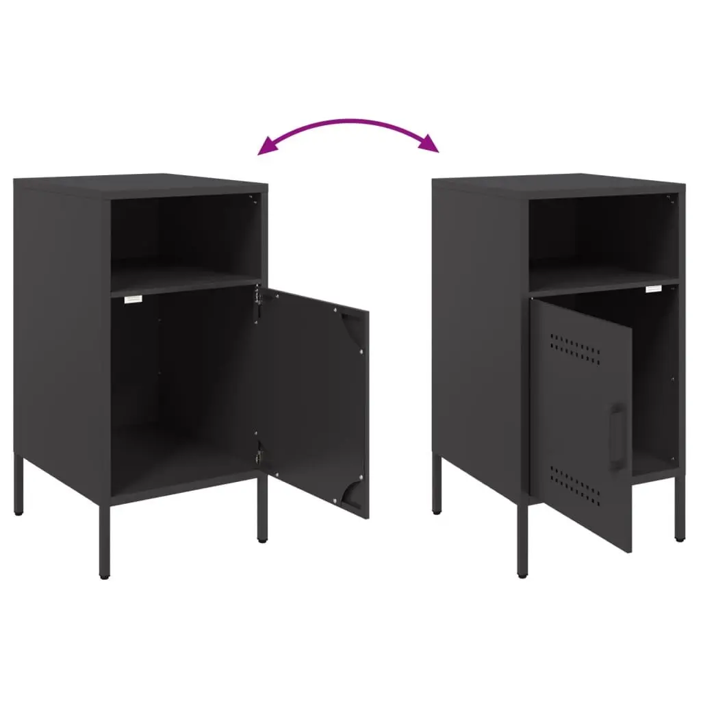 Bedside Cabinet Black 36x39x68 cm Industrial Storage Nightstand Table 2 Piece