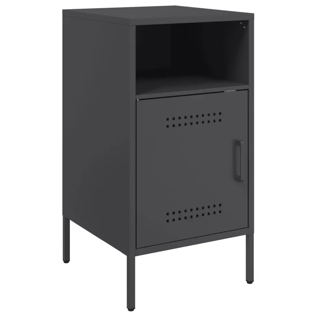 Bedside Cabinet Black 36x39x68 cm Industrial Storage Nightstand Table 2 Piece