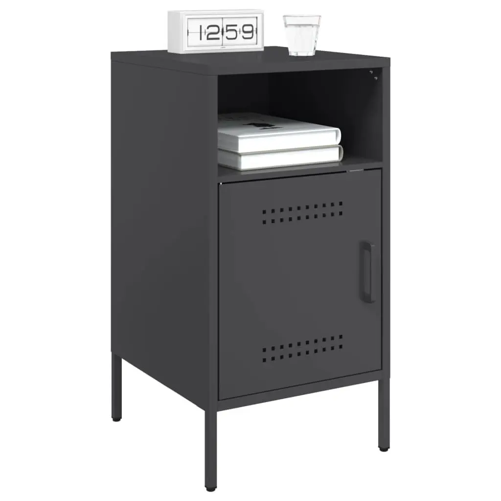 Bedside Cabinet Black 36x39x68 cm Industrial Storage Nightstand Table 2 Piece