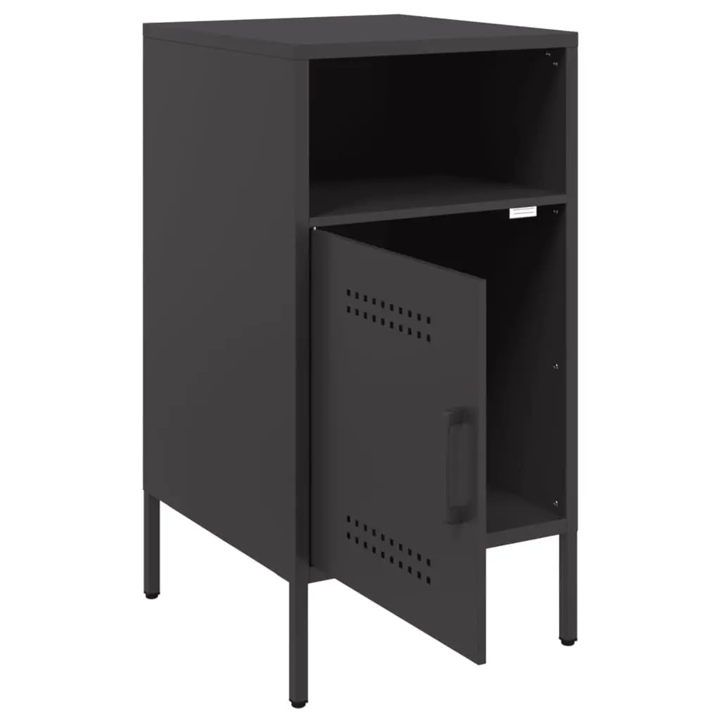 Bedside Cabinet Black 36x39x68 cm Industrial Storage Nightstand Table 2 Piece
