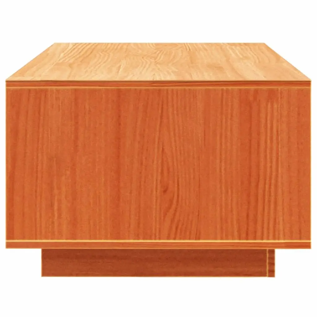Coffee Table Brown Solid Pine Wood with Storage Shelf
