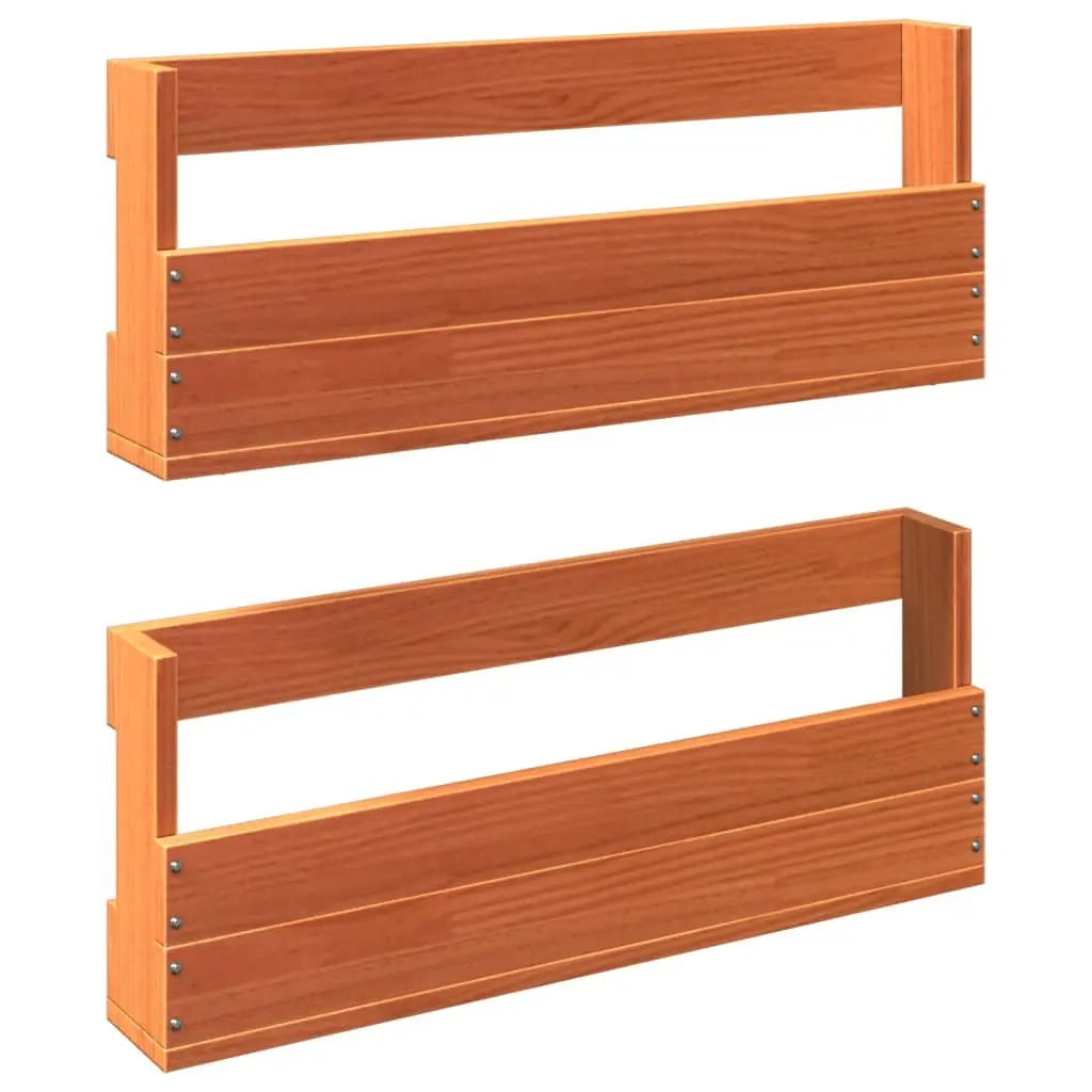 Wall-Mounted Shoe Rack Brown Solid Pine Wood 2 Pieces Space Saving Storage