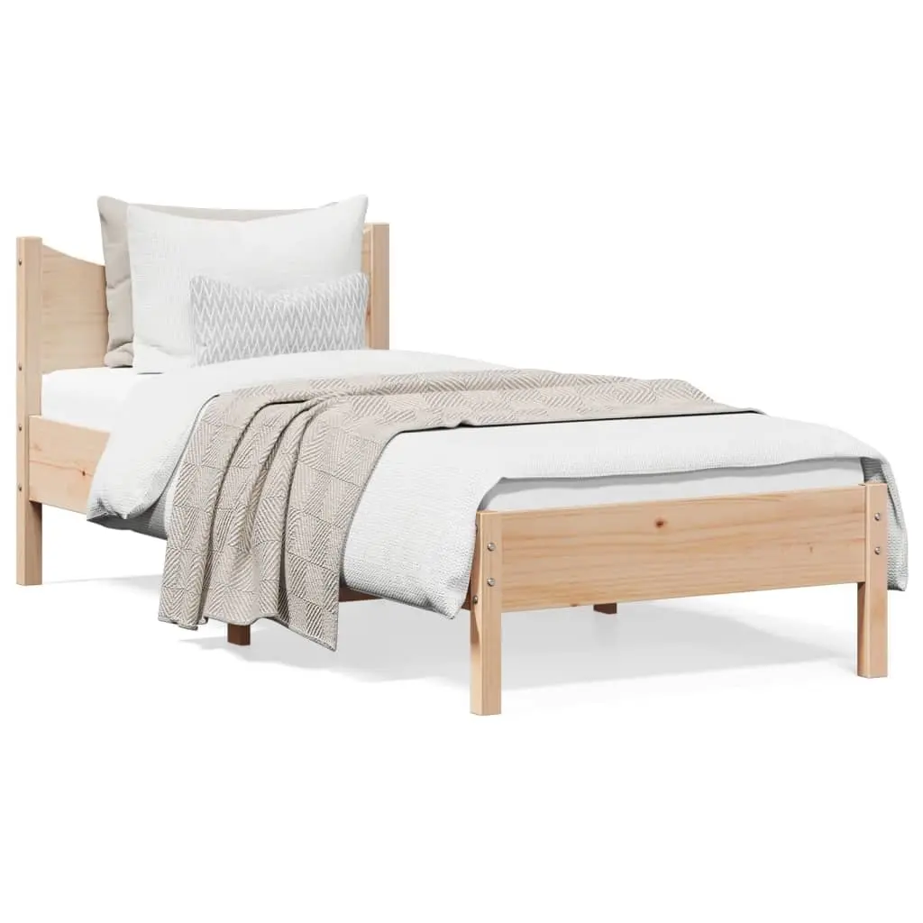 Single Bed Frame Brown 92x187 cm Solid Wood Pine Slatted Base