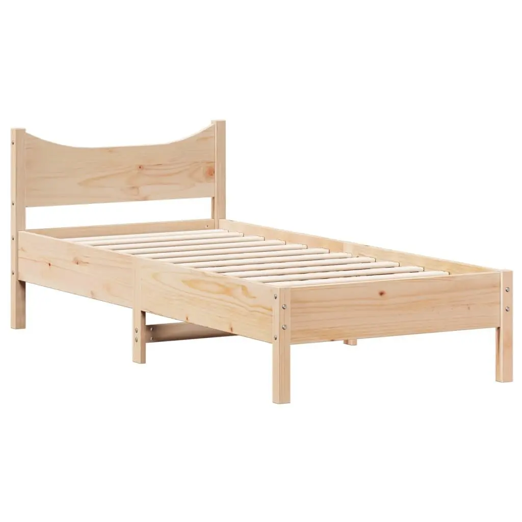 Solid Wood Bed Frame Brown 90x190 cm Pine Construction Wooden Slats
