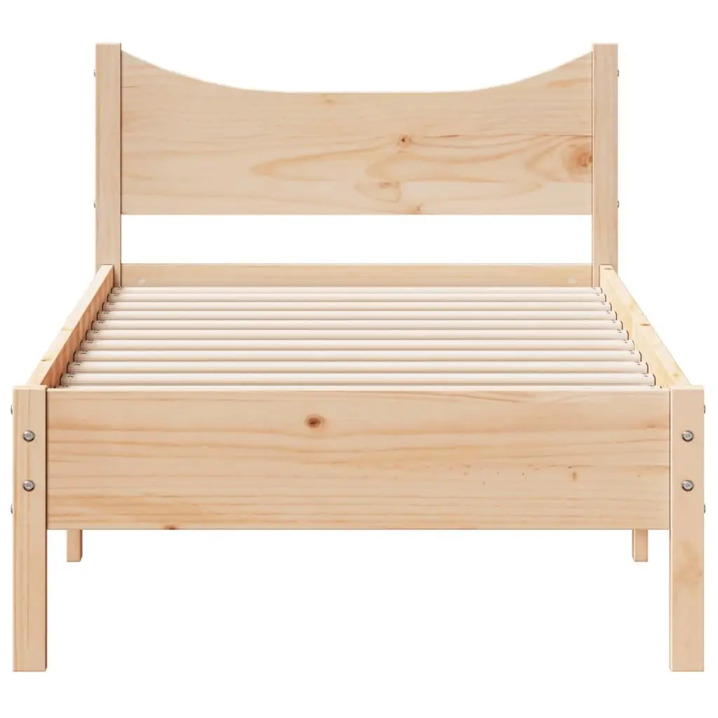 Solid Wood Bed Frame Brown 90x190 cm Pine Construction Wooden Slats