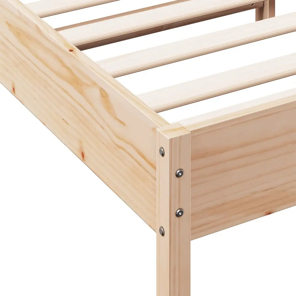 Solid Wood Bed Frame Brown 90x190 cm Pine Construction Wooden Slats