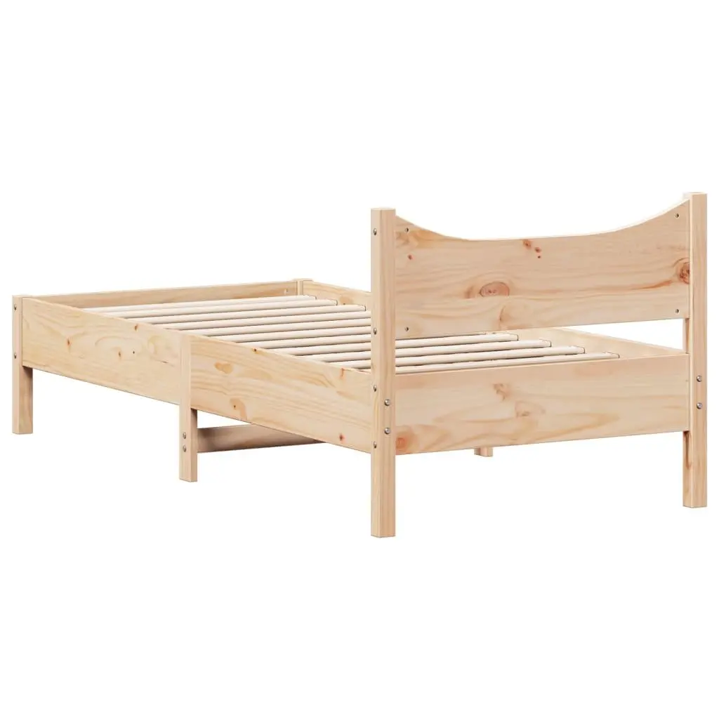 Solid Wood Bed Frame Brown 90x190 cm Pine Construction Wooden Slats