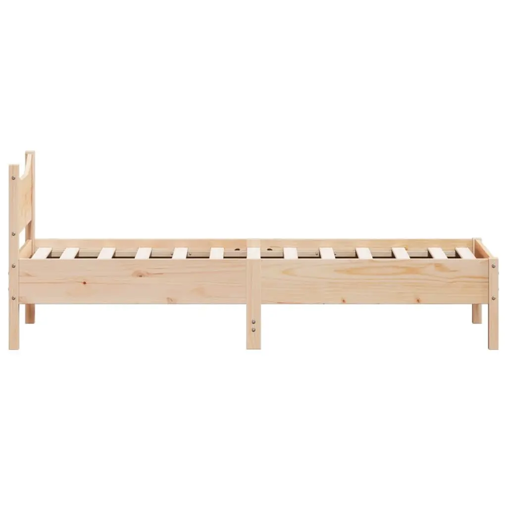 Solid Wood Bed Frame Brown 90x190 cm Pine Construction Wooden Slats