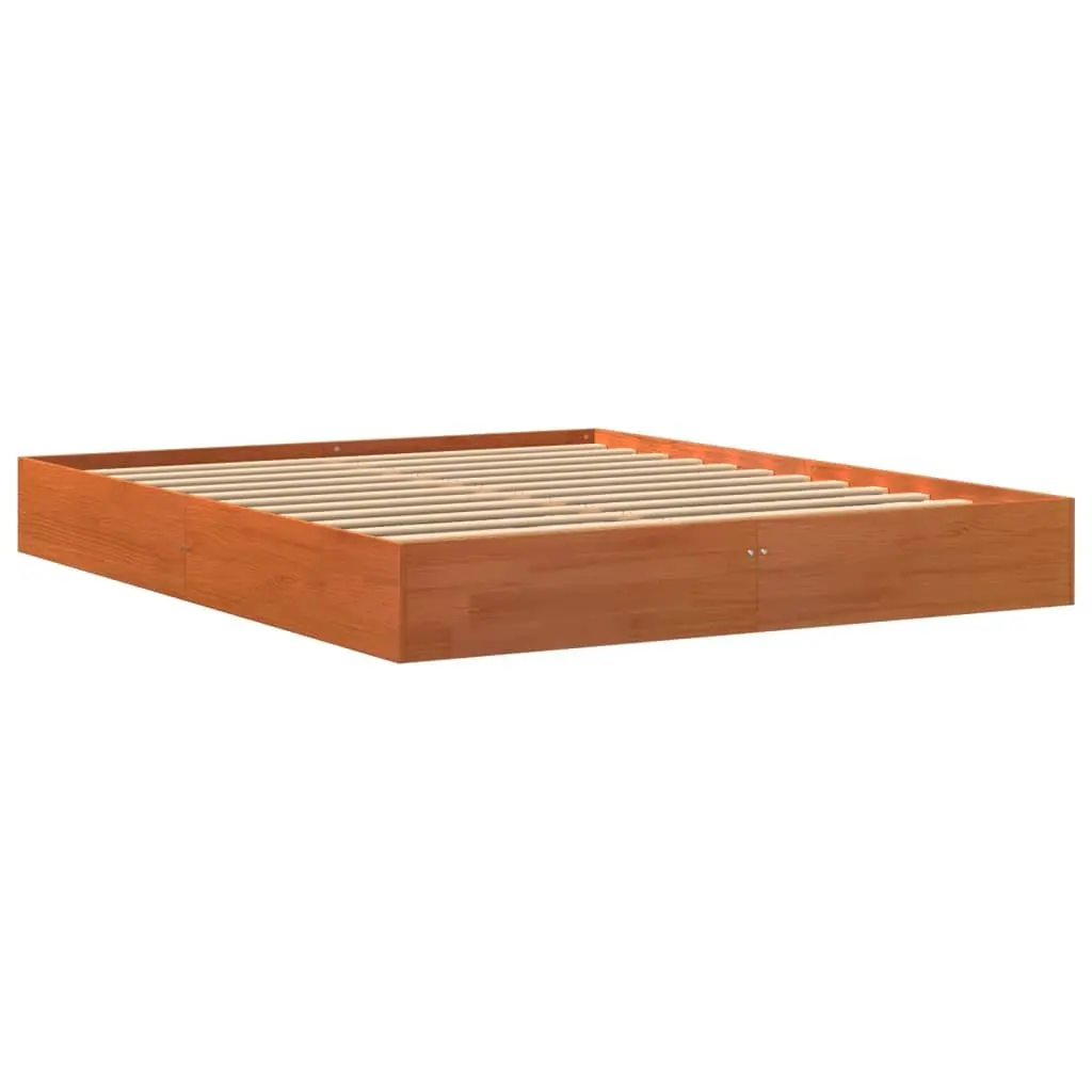 Bed Frame Brown 150x200 cm Solid Wood Pine Sturdy Construction Plywood Slats