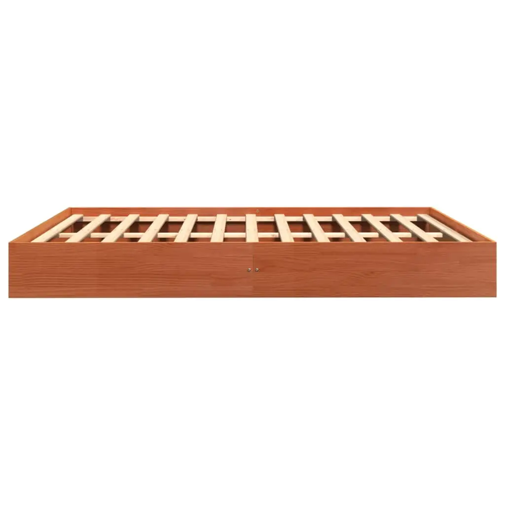 Bed Frame Brown 150x200 cm Solid Wood Pine Sturdy Construction Plywood Slats