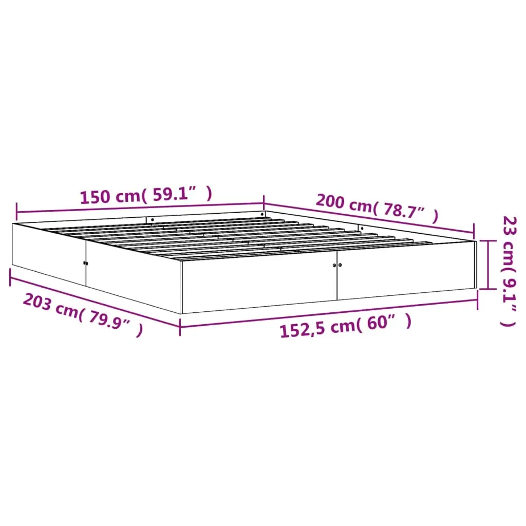 Bed Frame Brown 150x200 cm Solid Wood Pine Sturdy Construction Plywood Slats