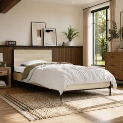 Brown Bed Frame 90x190cm with Supportive Slats