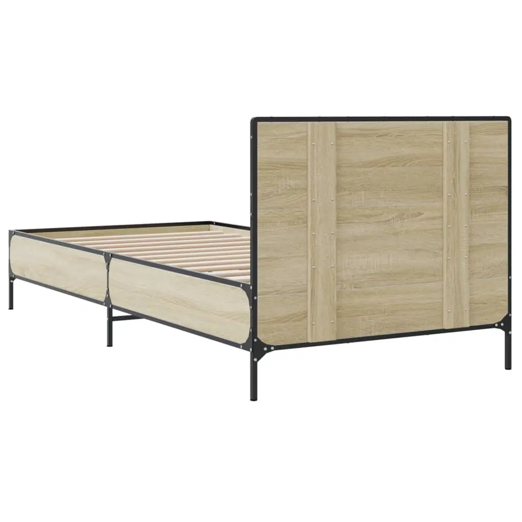 Bed Frame Brown 90x190cm Wooden Slats Headboard Support