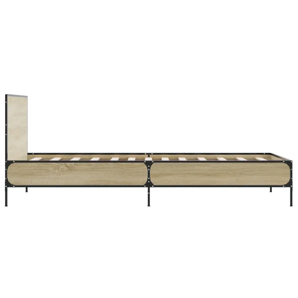 Bed Frame Brown 90x190cm Wooden Slats Headboard Support