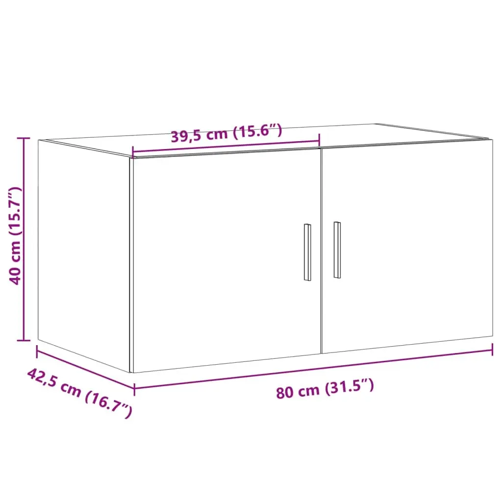 Wall Cabinet Brown 80x42.5x40cm Wall-mounted Storage Engineered Wood