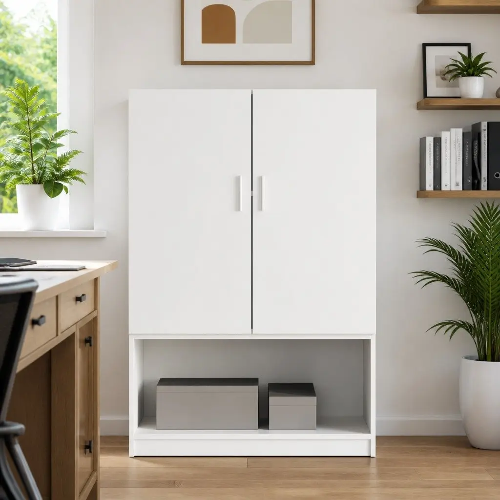 Wall Cabinet White Engineered Wood Wall-mounted Storage Organizer