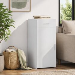 Concise White Sideboard Storage Cabinet with Drawer and Door