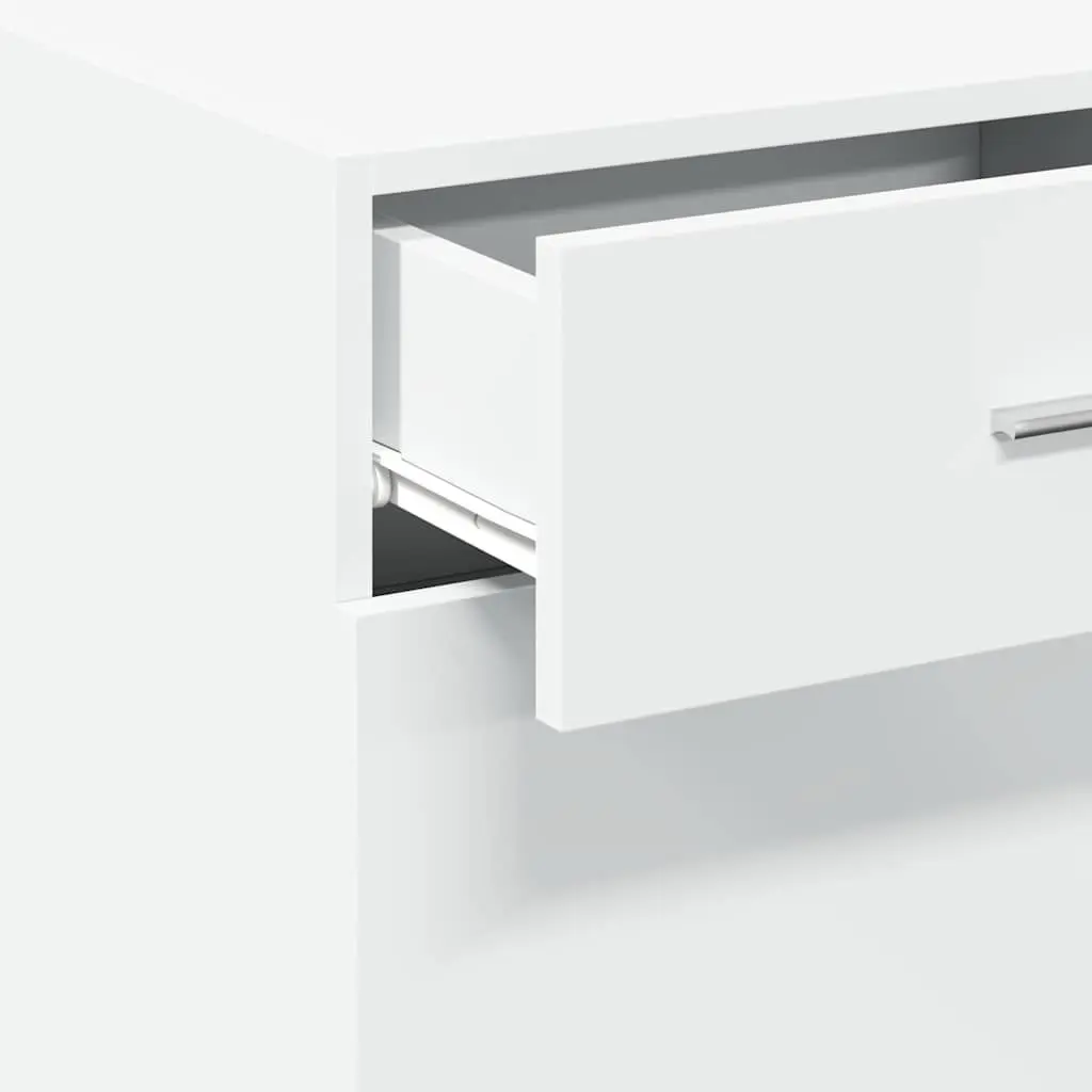 White Sideboard Cabinet Storage Cupboard Engineered Wood with Drawer and Door