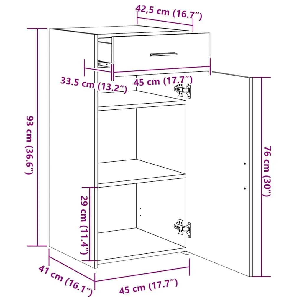 White Sideboard Cabinet Storage Cupboard Engineered Wood with Drawer and Door