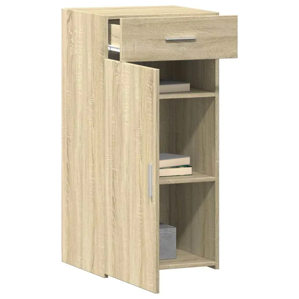 Brown Sideboard Storage Cabinet Engineered Wood 45x42.5x93cm with Drawer and Cupboard Door