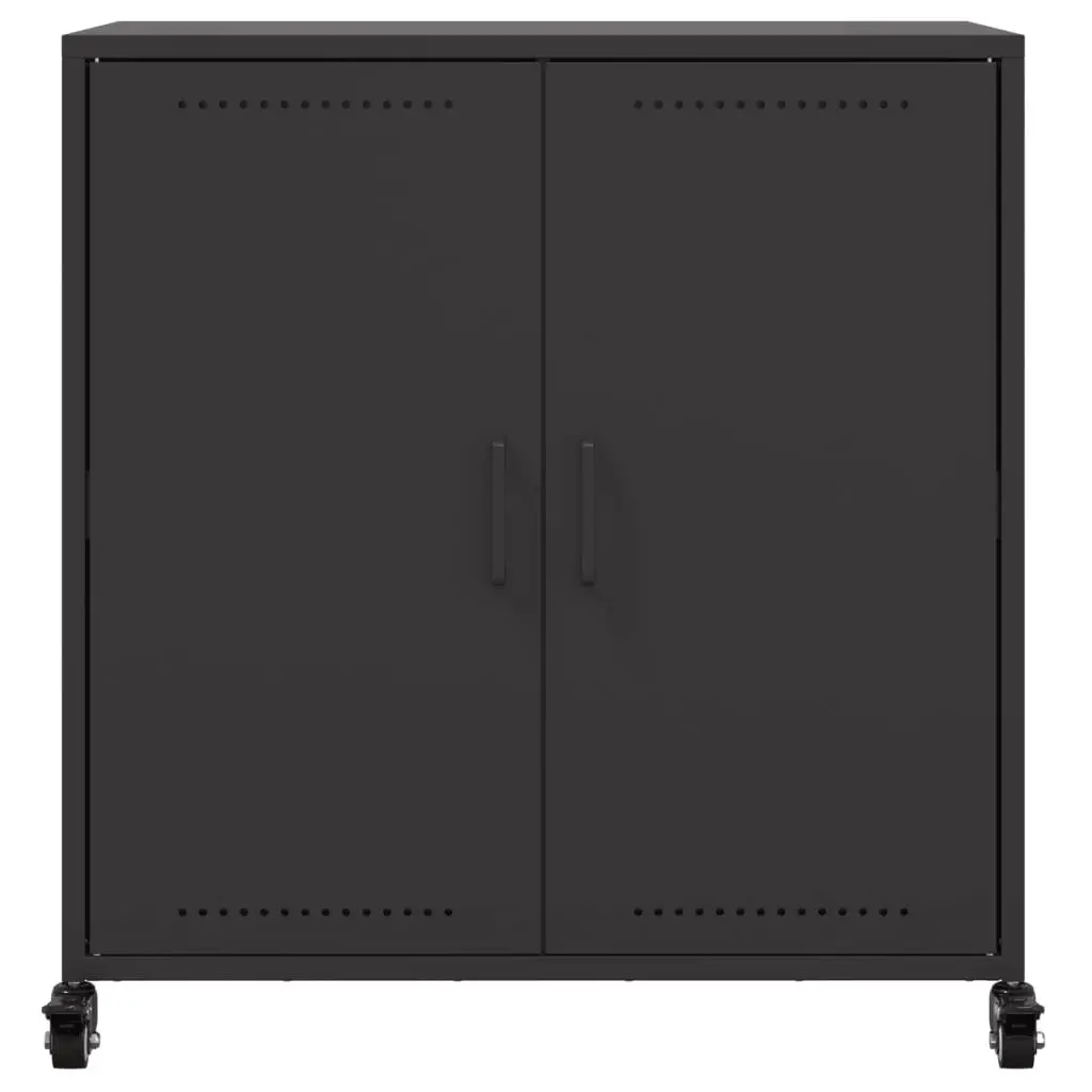 Sideboard Black Durable Steel Storage Cabinet with Wheels