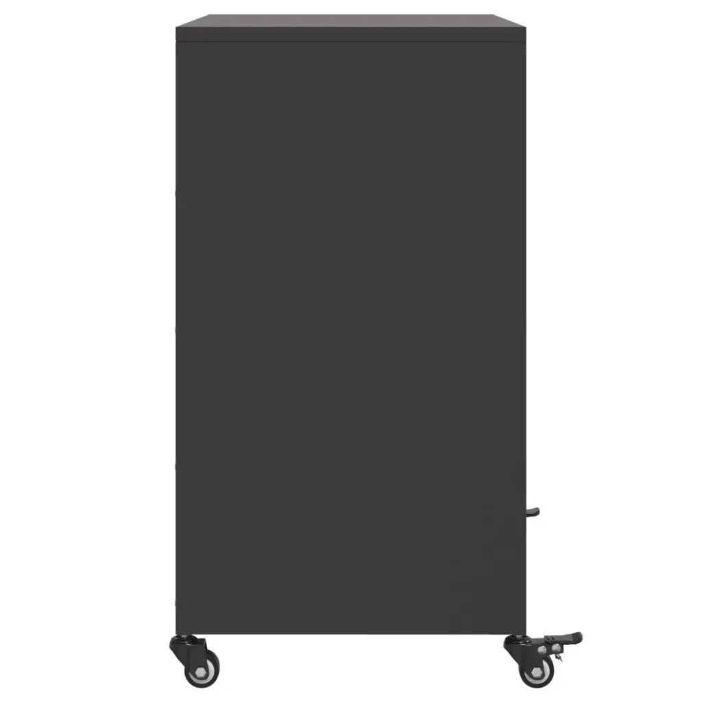 Sideboard Black Durable Steel Storage Cabinet with Wheels