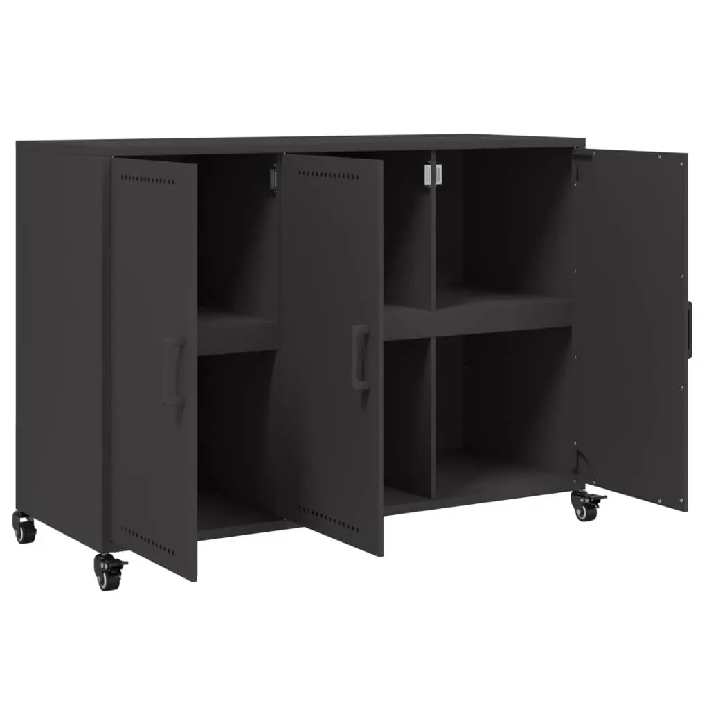 Sideboard Black 100.5x39x72cm Storage Cabinet with Wheels