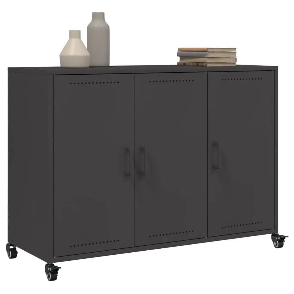 Sideboard Black 100.5x39x72cm Storage Cabinet with Wheels